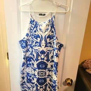 Blue and white spaghetti strapped dress